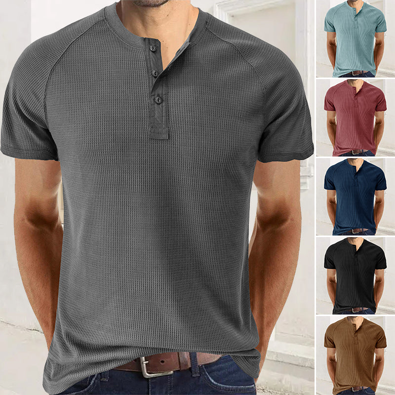 Plain Henley Short Sleeve T-Shirt