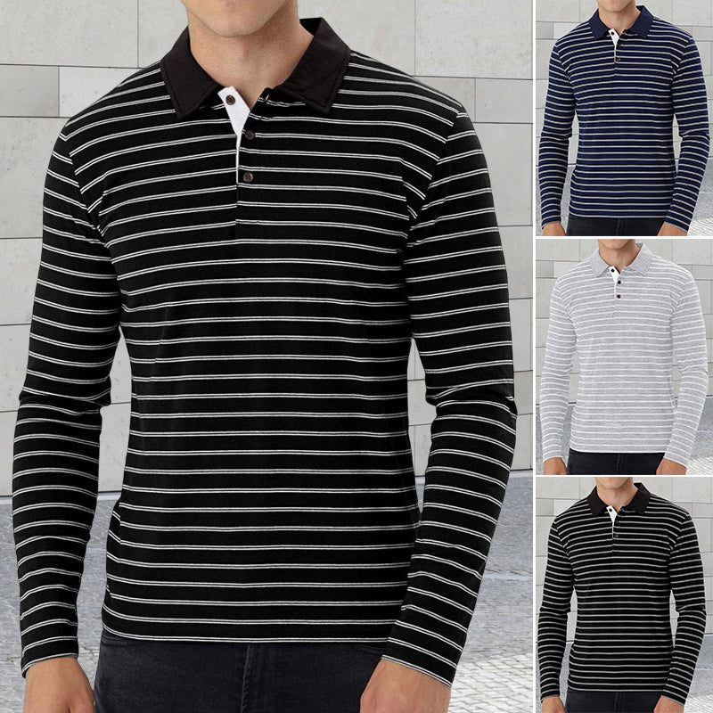 Striped Long Sleeve Polo Shirt