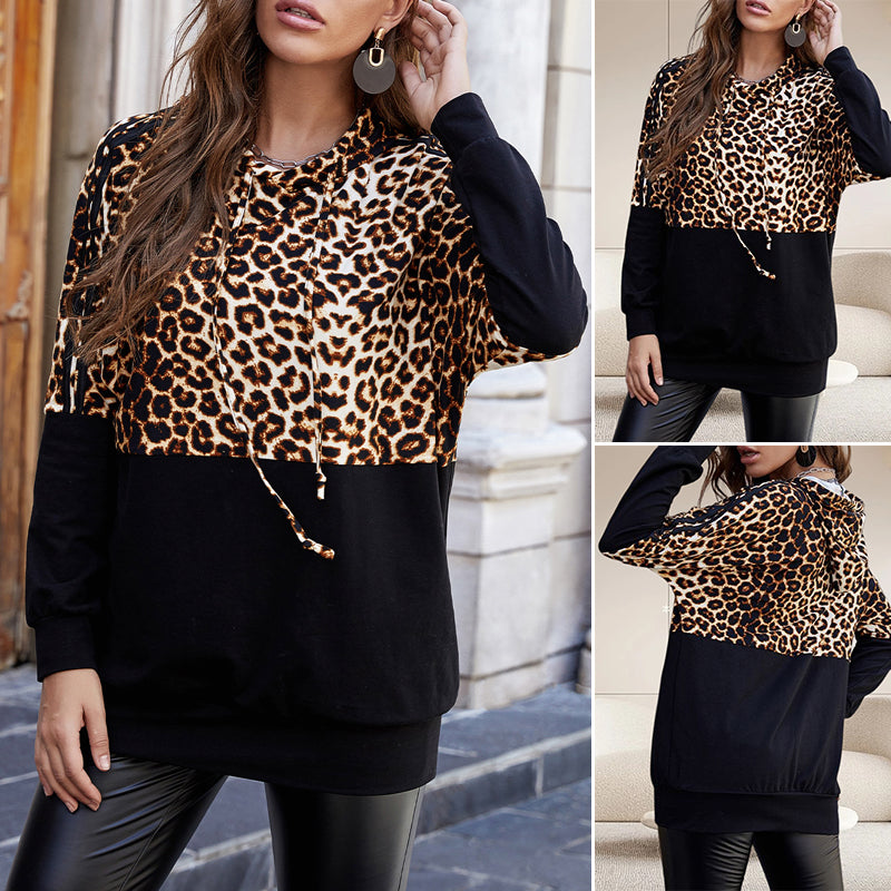 Leopard-print Paneled Sweatshirt