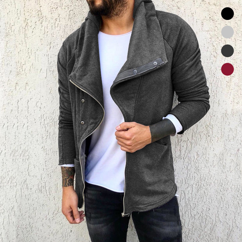 Solid Hooded Long Sleeve Jacket