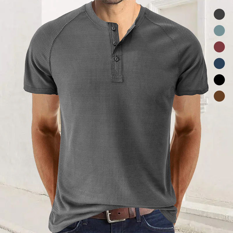 Plain Henley Short Sleeve T-Shirt