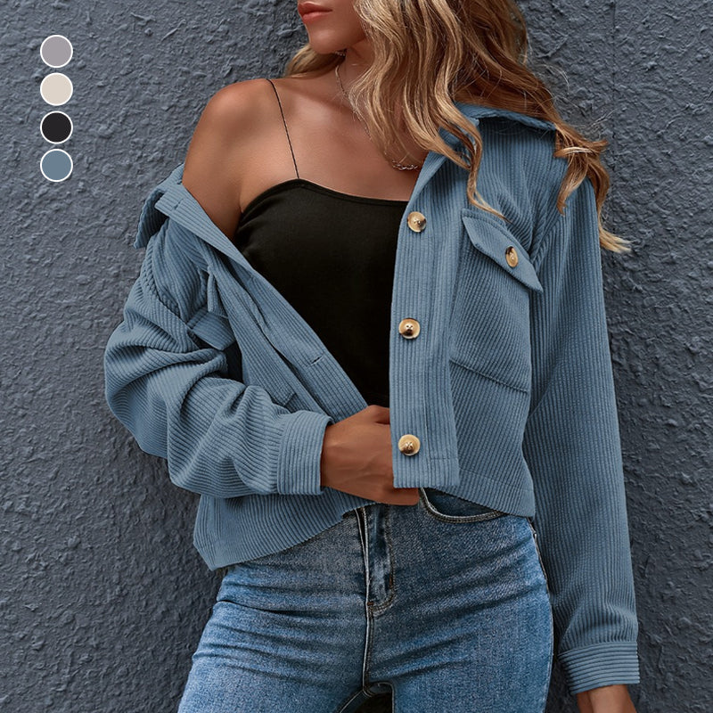 Women's Casual Cropped Corduroy Jackets