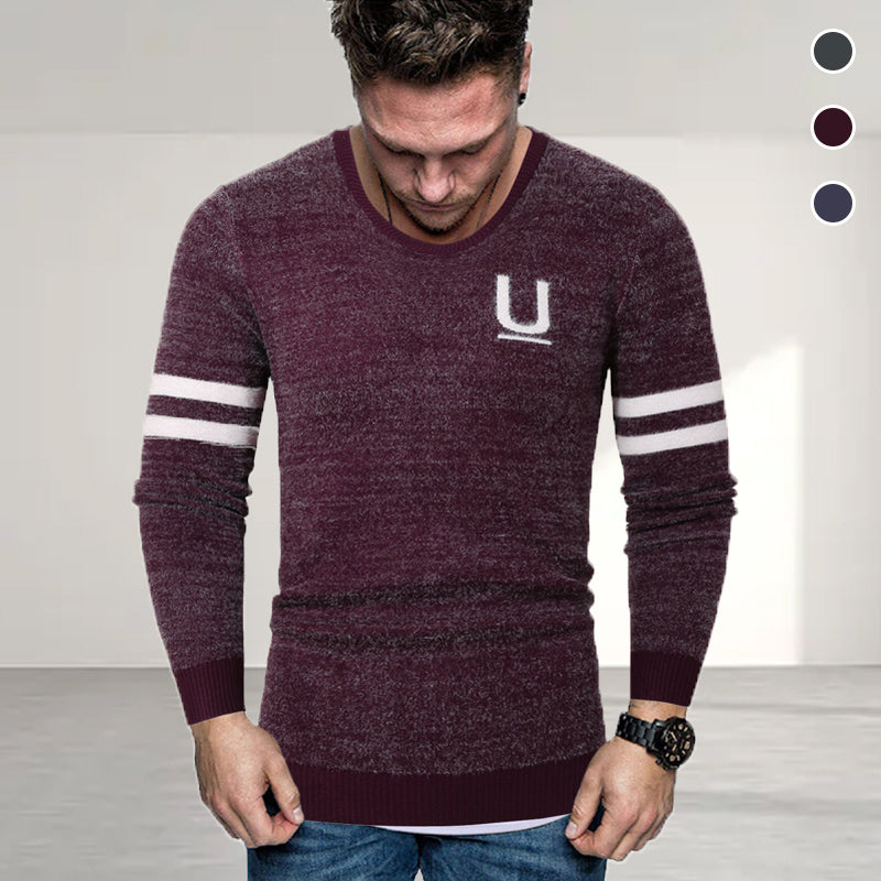 Men's Striped Letter Sweater