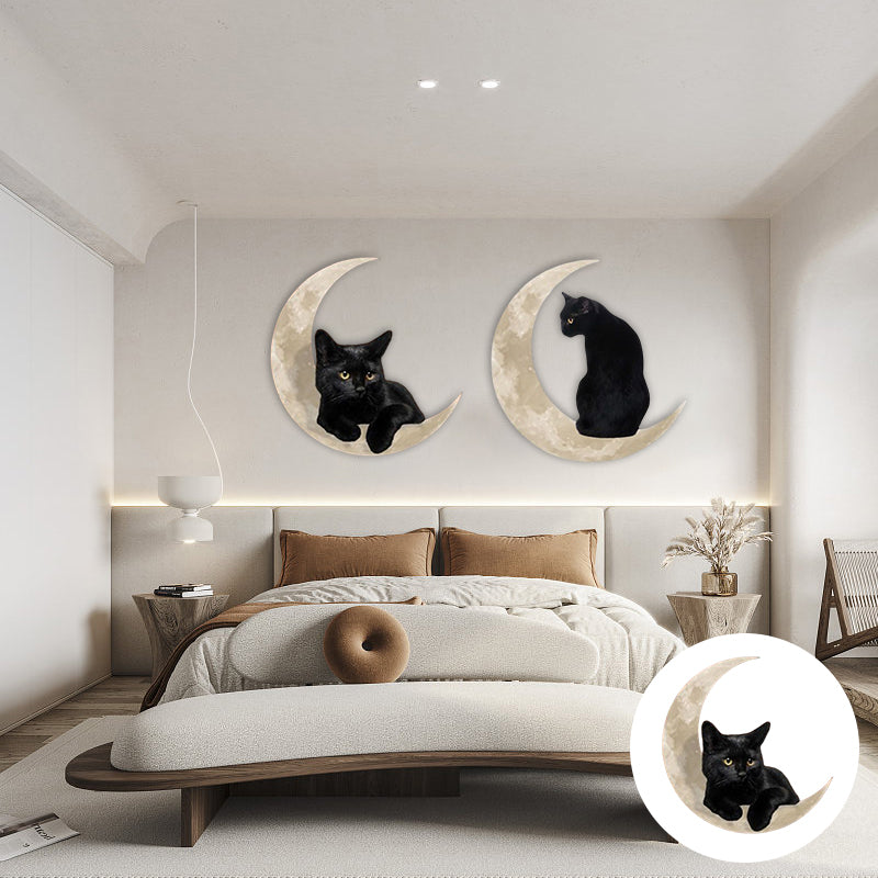 Black Cat Moon Hanging Metal Sign