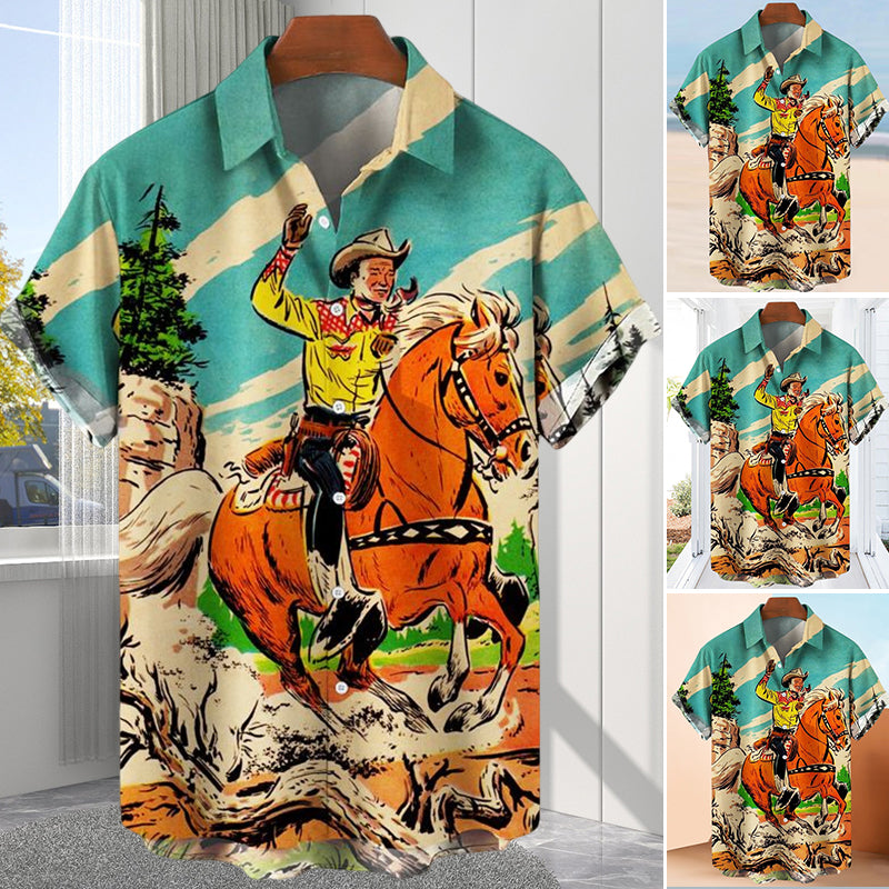 Men's Retro Print Shirt