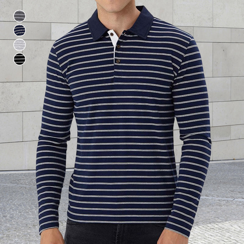Striped Long Sleeve Polo Shirt