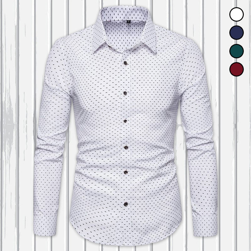 Men's Slim Floral Long Sleeve Shirt