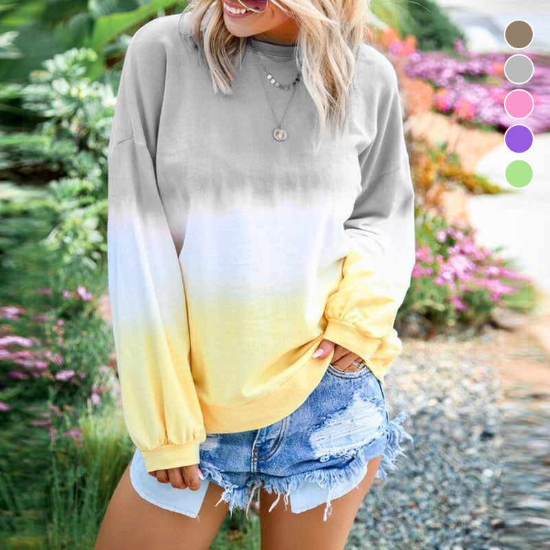 Rainbow Gradient Print Long Sleeve Sweatshirt