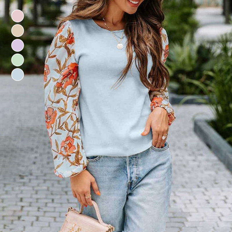 Printed Lantern Long Sleeve Sweater