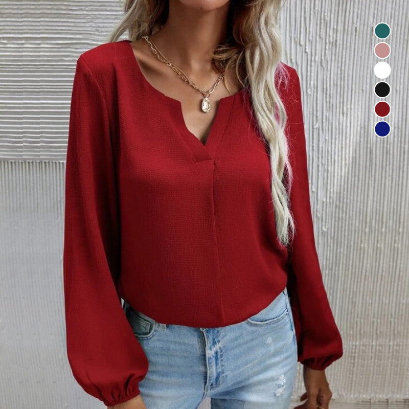 Solid Color Long Sleeve Chiffon Shirt