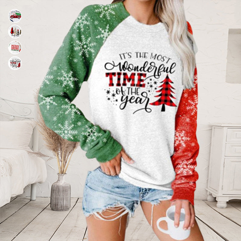 Women Christmas Print Long Sleeve Sweatershirt