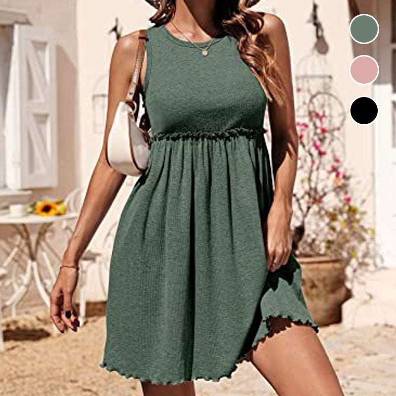 Knit High Waist Pleated Tank Dress