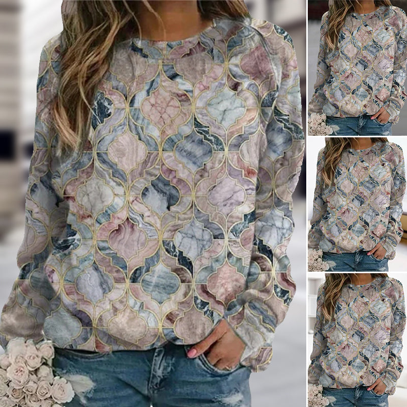 Geometric Print Long Sleeve Sweatshirt