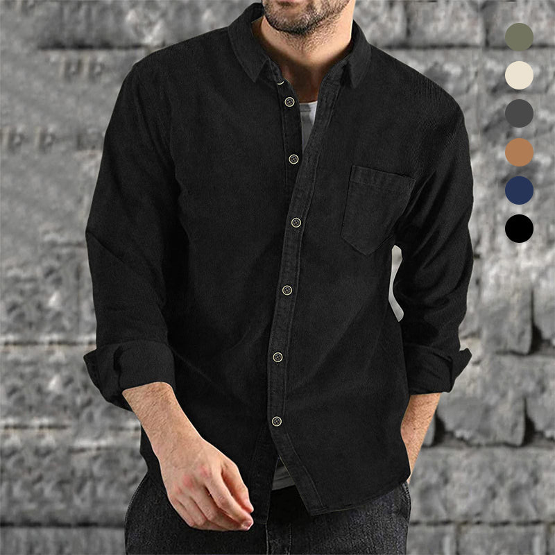 Men's Long Sleeve Casual Vintage Pocket Shirt