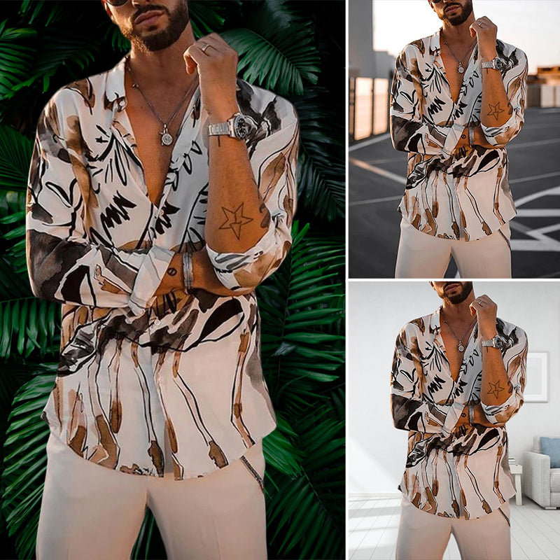 Business Print Long Sleeve Shirt