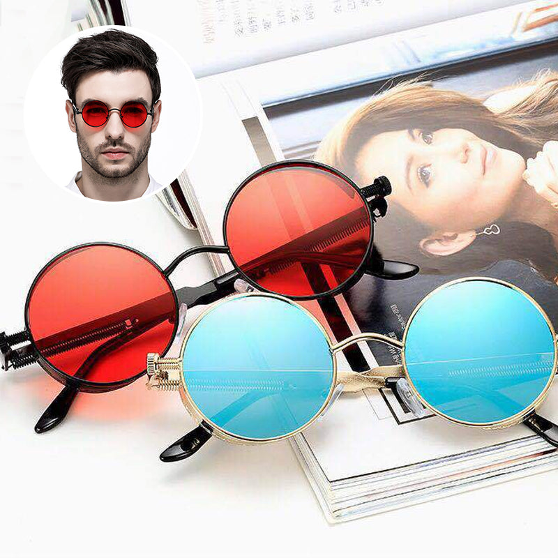 Sunglasses Steampunk Round Lens Metal Frame Unisex Glasses