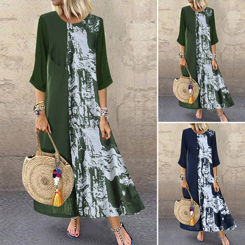 Camouflage 3/4 Sleeve Dress