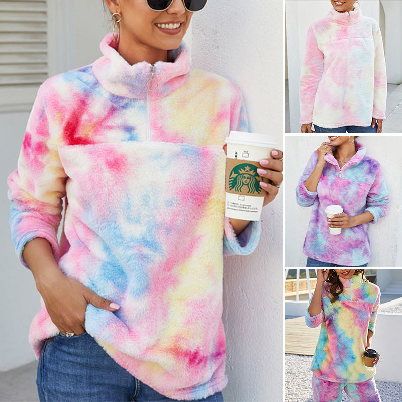 Rainbow Gradient Plush Jacket