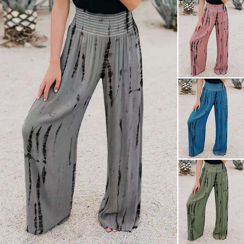 Elasticated High Waist Pocket Wide Leg Pants