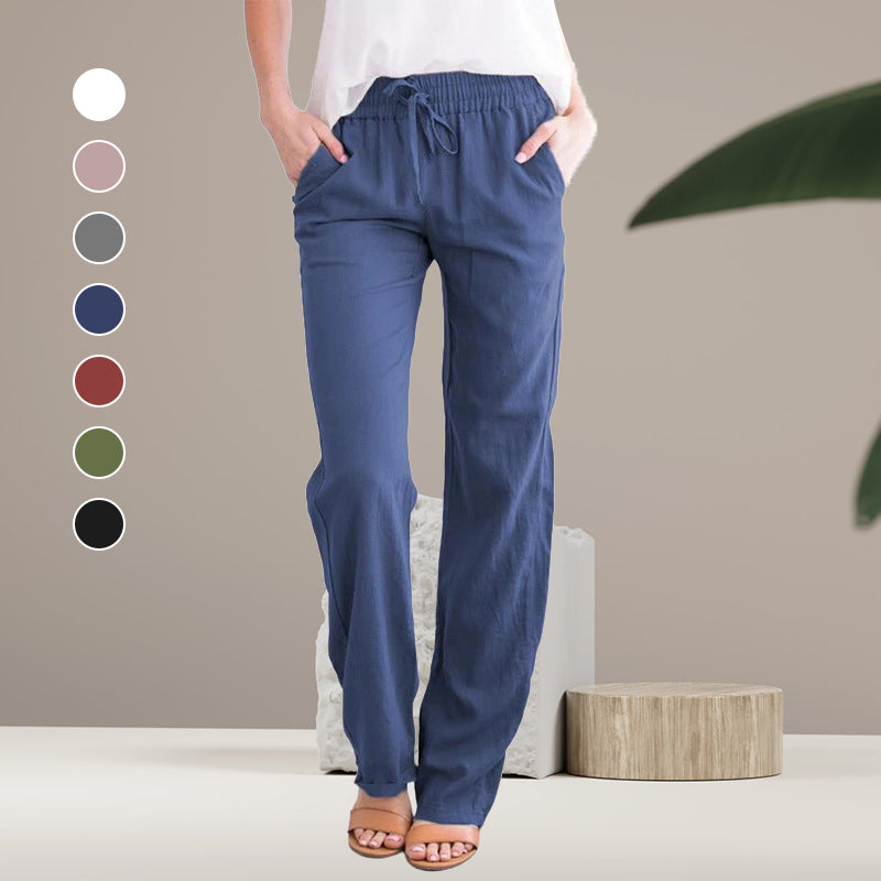 Solid Color Lace-Up Pants