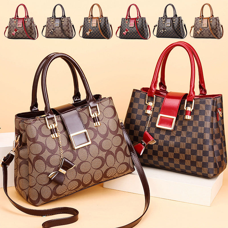 Printed Bow Leather Bag
