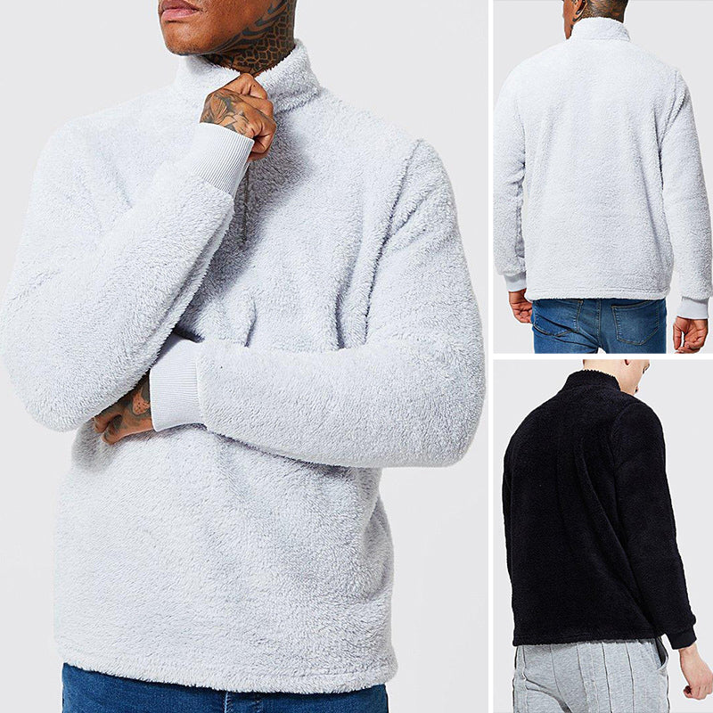 Mens Fuzzy Sherpa Pullover Long Sleeve Sweatshirts