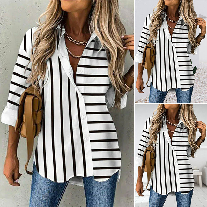 Striped Print Casual Blouse