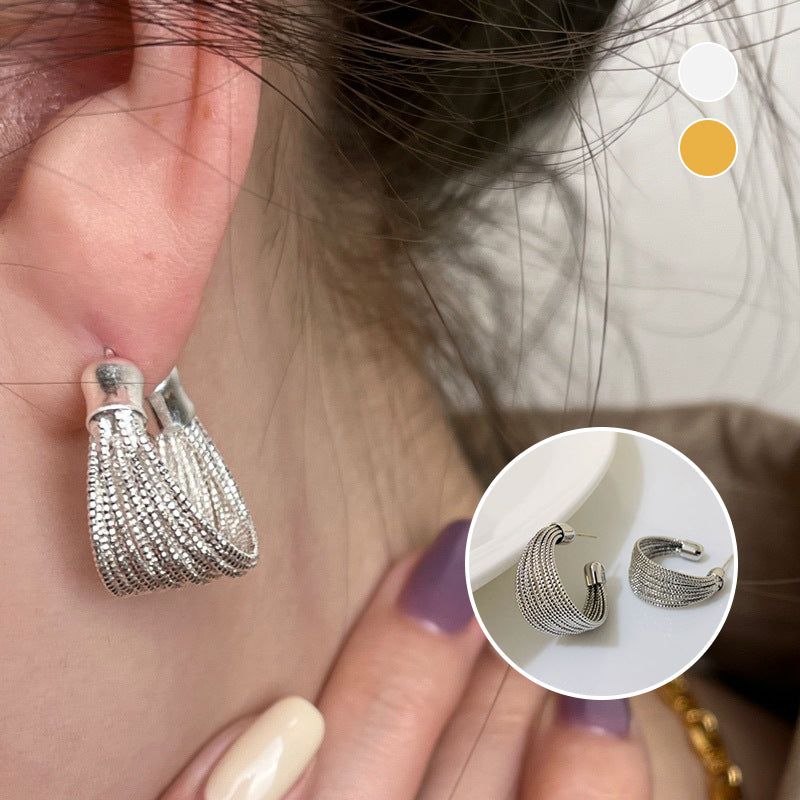 C-shaped Brushed Earrings