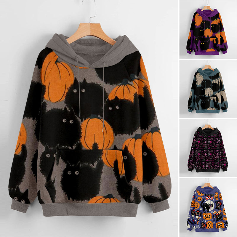 Pumpkin Print Long Sleeve Sweatshirt