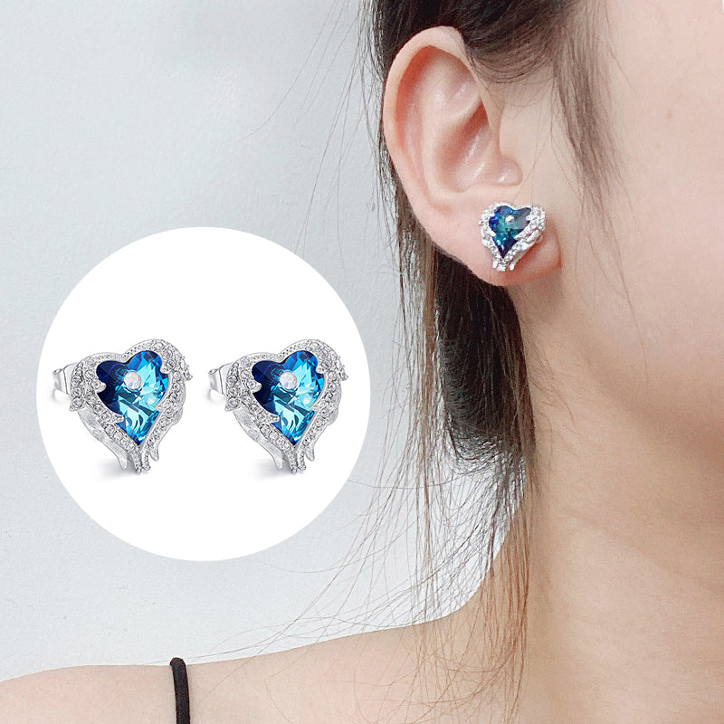 Purple Heart & Wing Earrings