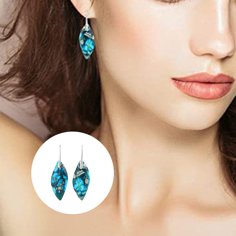 Leaf Shape Natural Stone Drop Earrings