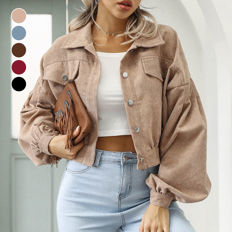 Corduroy Jacket with Lantern Sleeves