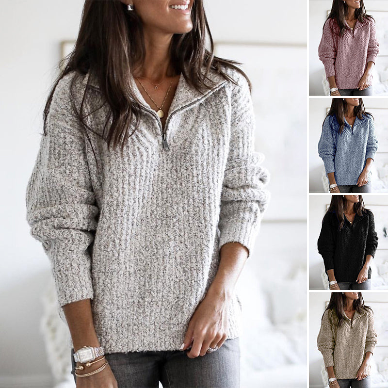 Zip-up Long-sleeve Sweater
