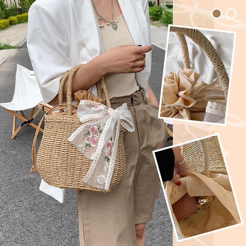 Elegant Top Handle Straw Bag