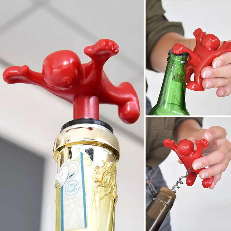 Happy Man Corkscrew - Bottle Opener, & Wine Stopper