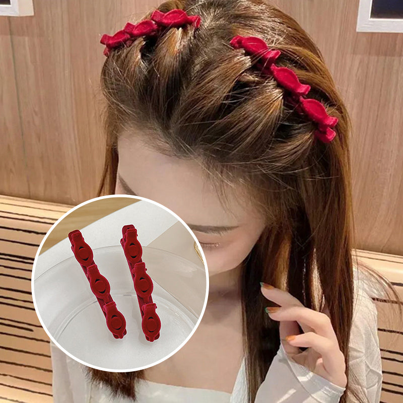 Sparkling Crystal Stone Braided Hair Clips