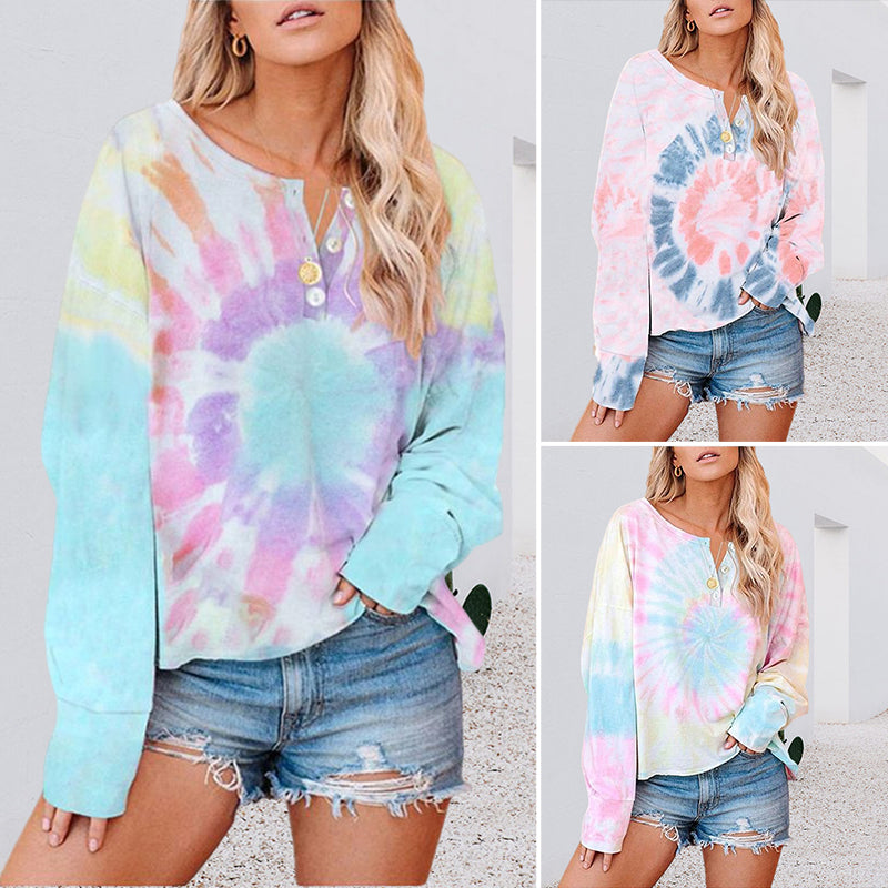 Printed Button Long Sleeve T-Shirt