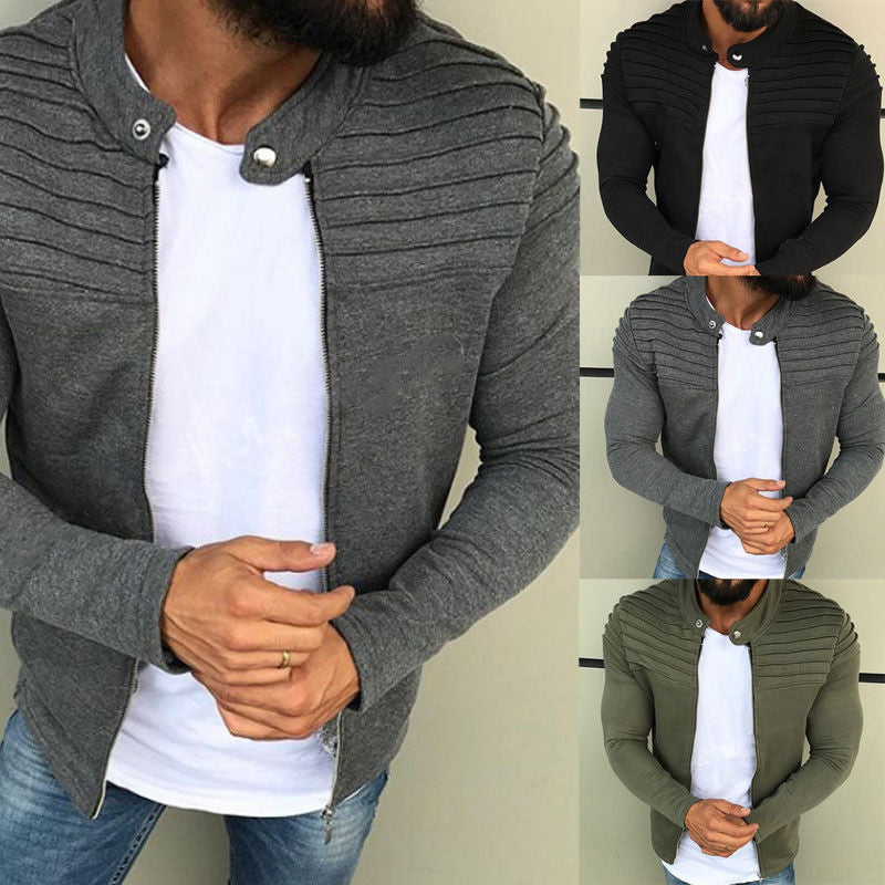 Stylish Single-colored Pleated Jacket