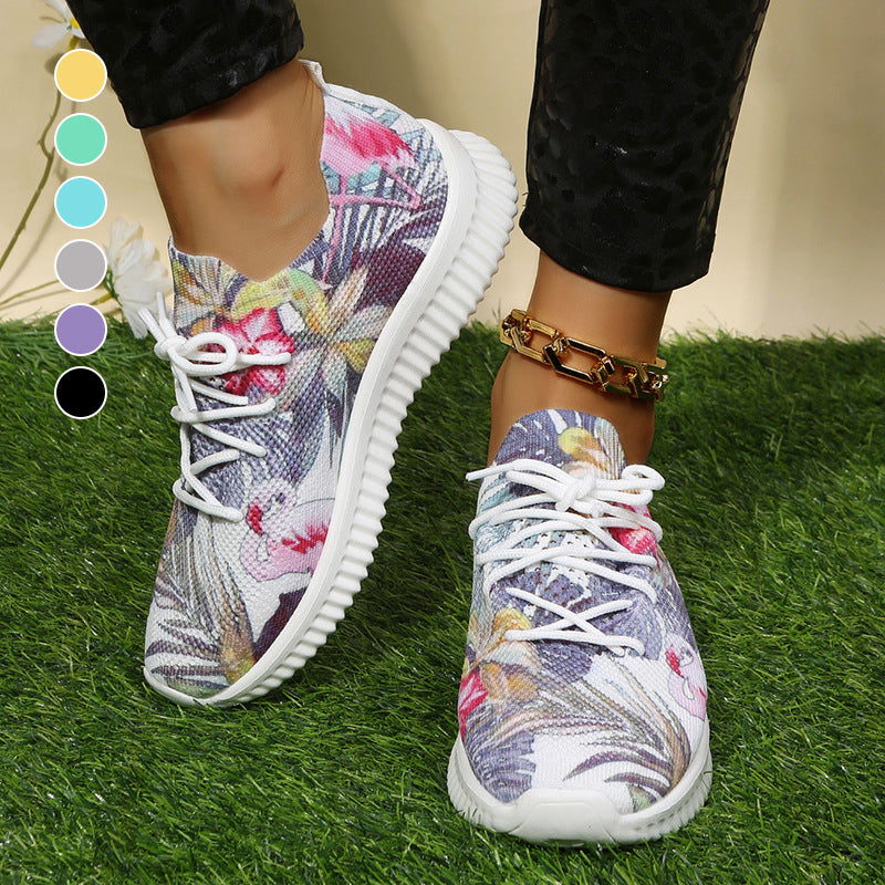 Printed Lace-Up Sneakers