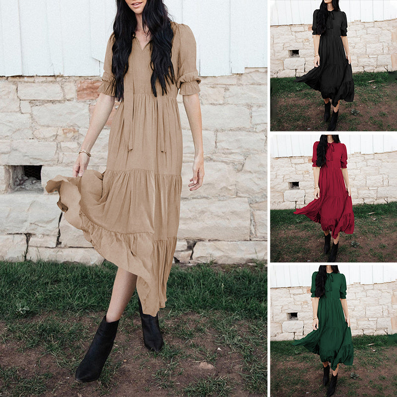 Ruffled Pleated Loose Dress