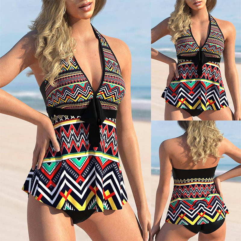 Printed Conservative Tankini Swimsuit