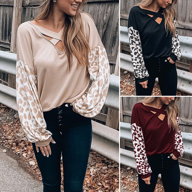CROSSED LEOPARD PRINT T-SHIRT