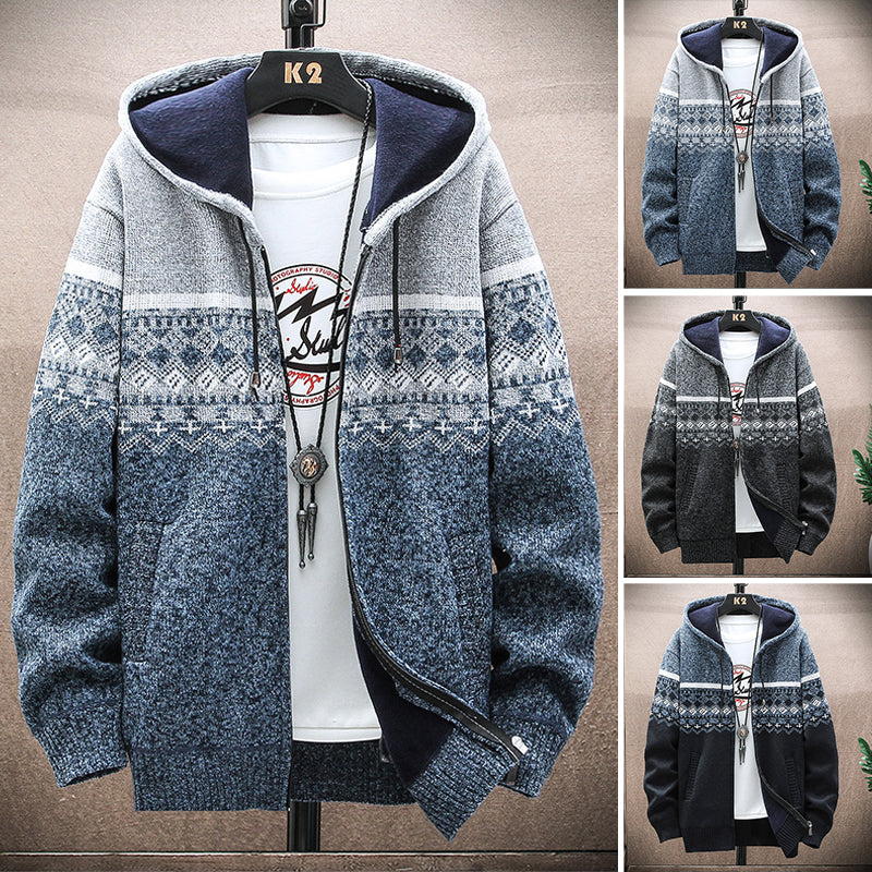 Hooded Cardigan Knitted Sweater