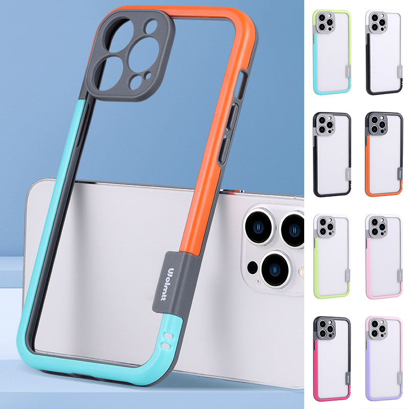 Phone case with colour-blocking frame