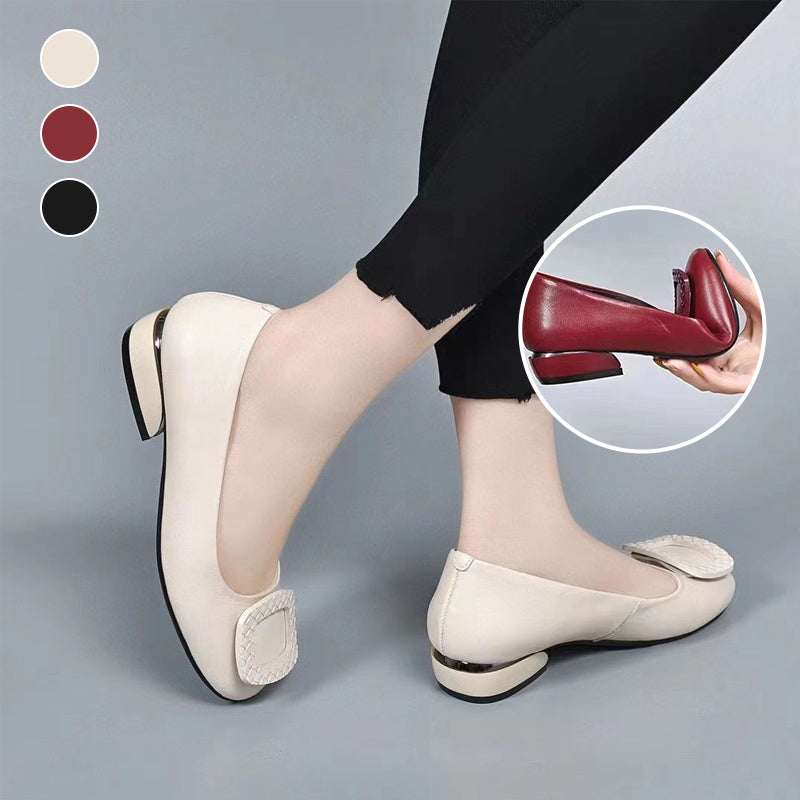 Medium Heel Leather Shoes