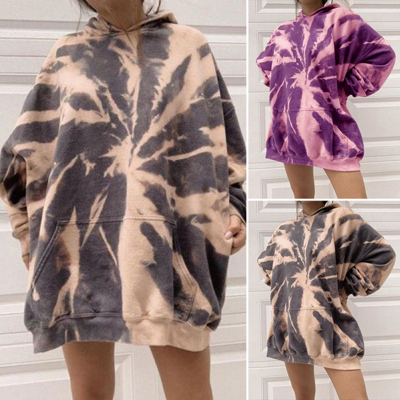 Women's Tie Dye Hooded Loose Sweatshirt
