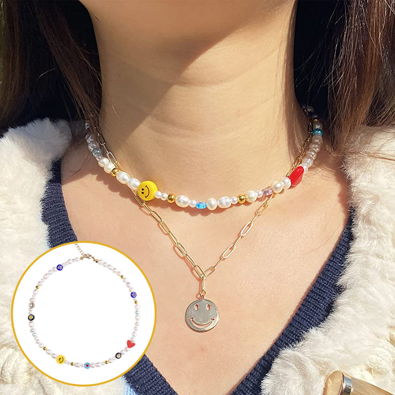 Yellow Smiley Pearl Necklace