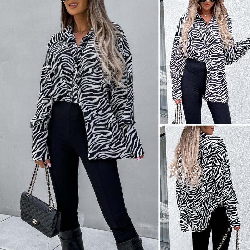 V Neck Basics Leopard Floral Camouflage Print Tops