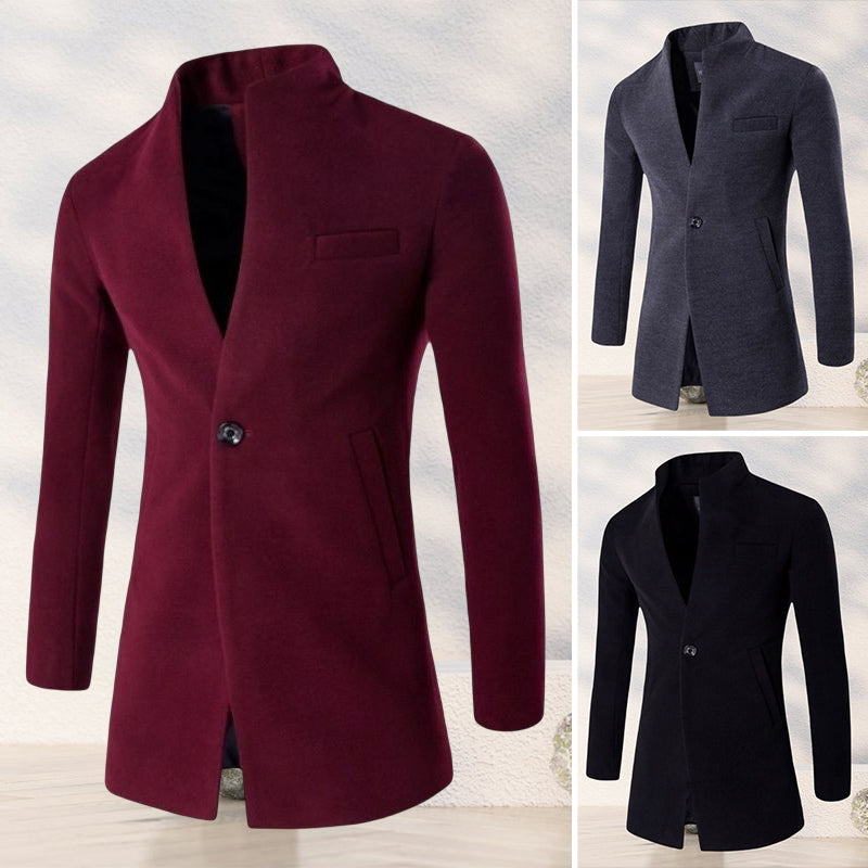 Men's Solid Color One Button Coat