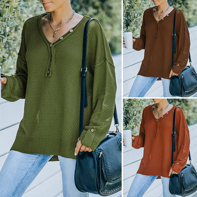 V-neck Loose Long-sleeve Sweater